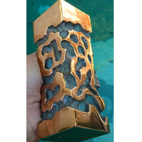 Stunning Wes Leonard One of A Kind Solid Polished Cast Bronze Candleholder - Picture 2 of 9